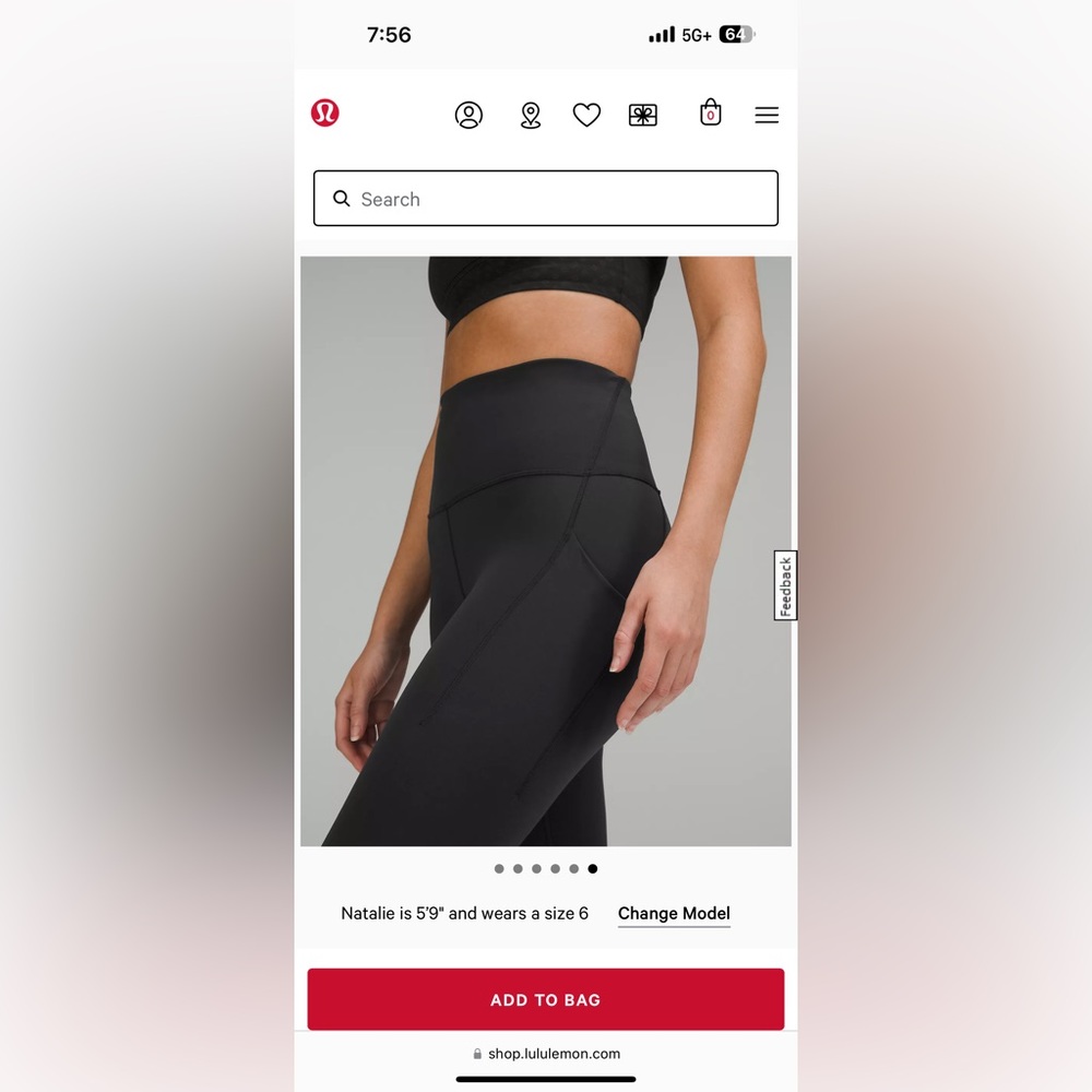Lululemon high- rise wunder train size 8
